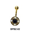 Traditionally Designed Stone Studded Belly Piercing BPBZ-02