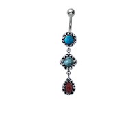 Beautifully Patterned Stone Studded Belly Ring BPBZ-11