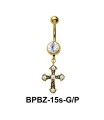 Stone Studded Cross Shaped Belly Piercing BPBZ-15s