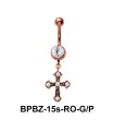 Stone Studded Cross Shaped Belly Piercing BPBZ-15s