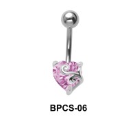Heart Cut CZ Belly Piercing BPCS-06
