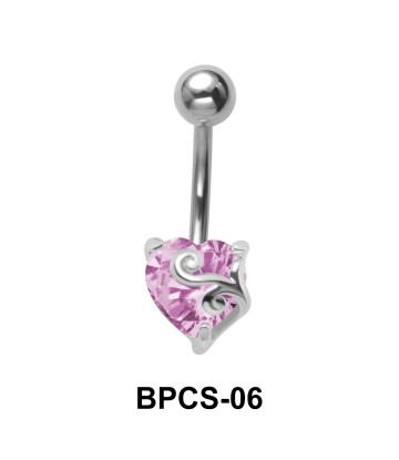 Heart Cut CZ Belly Piercing BPCS-06