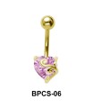 Heart Cut CZ Belly Piercing BPCS-06