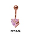Heart Cut CZ Belly Piercing BPCS-06