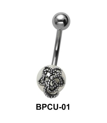 Belly Pearl with Flower Motive BPCU-01