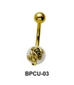 Belly Ring Pearl with Rose Motif BPCU-03