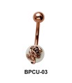 Belly Ring Pearl with Rose Motif BPCU-03