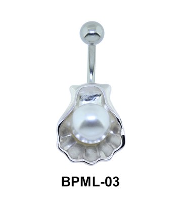 Pearl in Shell Shaped Underwater Belly Ring BPML-03
