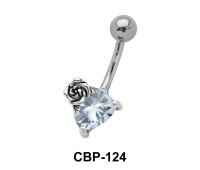 Heart with Rose Belly CZ Crystal CBP-124