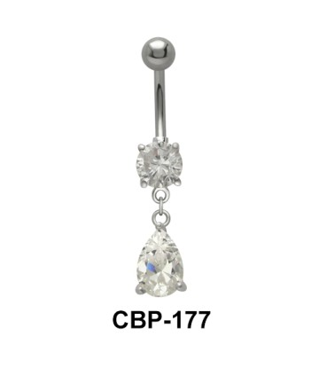 Round n Pear Shaped Stone Set Belly Piercing CBP-177