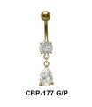 Round n Pear Shaped Stone Set Belly Piercing CBP-177
