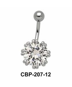 Flower Designed Belly CZ Crystal CBP-207-12