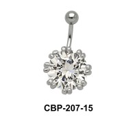 Flower Designed Belly CZ Crystal CBP-207-15