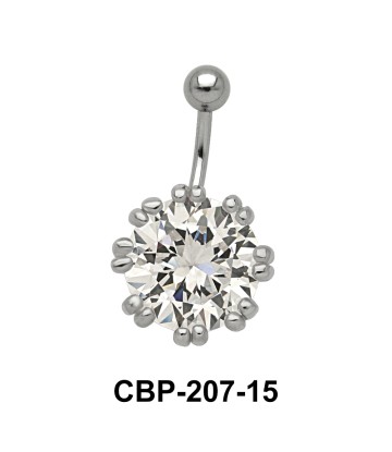 Flower Designed Belly CZ Crystal CBP-207-15