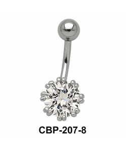 Flower Designed Belly CZ Crystal CBP-207-8