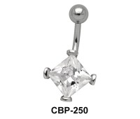 Square Stone Encrusted Belly CZ Crystal CBP-250