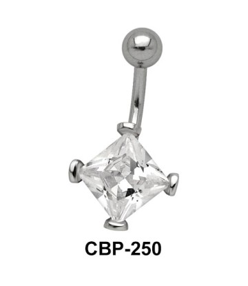 Square Stone Encrusted Belly CZ Crystal CBP-250