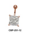 Belly Piercing with Princess Cut CZ CBP-251-12