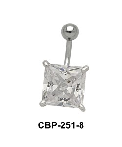 Belly Piercing with Princess Cut CZ CBP-251-8