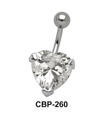 Prong Set Heart Belly CZ Crystal CBP-260