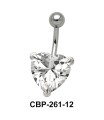 Prong Set Heart Belly CZ Crystal CBP-261