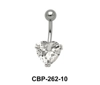 Heart Belly Prong Set CZ Crystal CBP-262-10