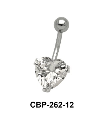Heart Belly Prong Set CZ Crystal CBP-262-12