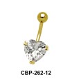 Heart Belly Prong Set CZ Crystal CBP-262-12