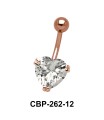 Heart Belly Prong Set CZ Crystal CBP-262-12