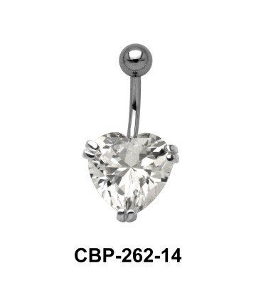 Heart Belly Prong Set CZ Crystal CBP-262-14