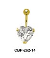 Heart Belly Prong Set CZ Crystal CBP-262-14