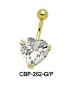 Heart Belly Prong Set CZ Crystal CBP-262-15