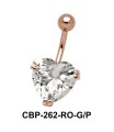 Heart Belly Prong Set CZ Crystal CBP-262-15