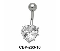 Prong Set Heart Belly CZ Crystal CBP-263-10