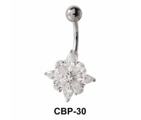 Floral Designed Stone Set Belly CZ Crystal CBP-30