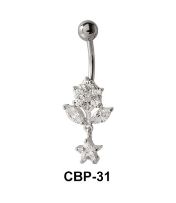 Flower Shaped CZ Belly Piercing CBP-31