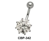 Flower Prong Set Belly CZ Crystal CBP-342