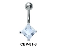 Square Cut Stone Set Belly Piercing CBP-81-8