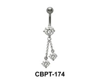 CZ Dangling Belly Piercing with Titanium Bar CBPT-174