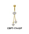 CZ Dangling Belly Piercing with Titanium Bar CBPT-174