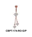 CZ Dangling Belly Piercing with Titanium Bar CBPT-174