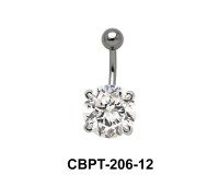 Round Brilliant Prong Set Belly CZ Crystal With Titanium Bar CBPT-206-12