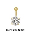 Round Brilliant Prong Set Belly CZ Crystal With Titanium Bar CBPT-206-12