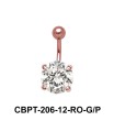 Round Brilliant Prong Set Belly CZ Crystal With Titanium Bar CBPT-206-12