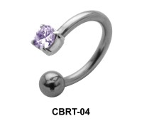 Bezel Set Stone Belly Piercing Circular Barbell CBRT-04