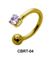 Bezel Set Stone Belly Piercing Circular Barbell CBRT-04