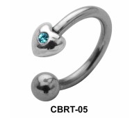 Stone Studded Heart Belly Piercing Circular Barbell CBRT-05