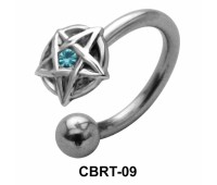 Star with Stone Belly Piercing Circular Barbells CBRT-09