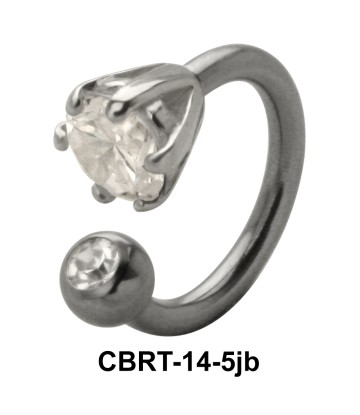 Prong Set Stone Belly Piercing Circular Barbell CBRT-14-5jb