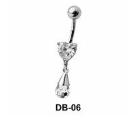 Heart CZ With Dangling Belly Piercing DB-06